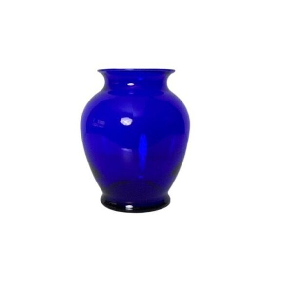 Cobalt Blue Glass Vase With Rounded Design For Home Decor - Picture 1 of 4